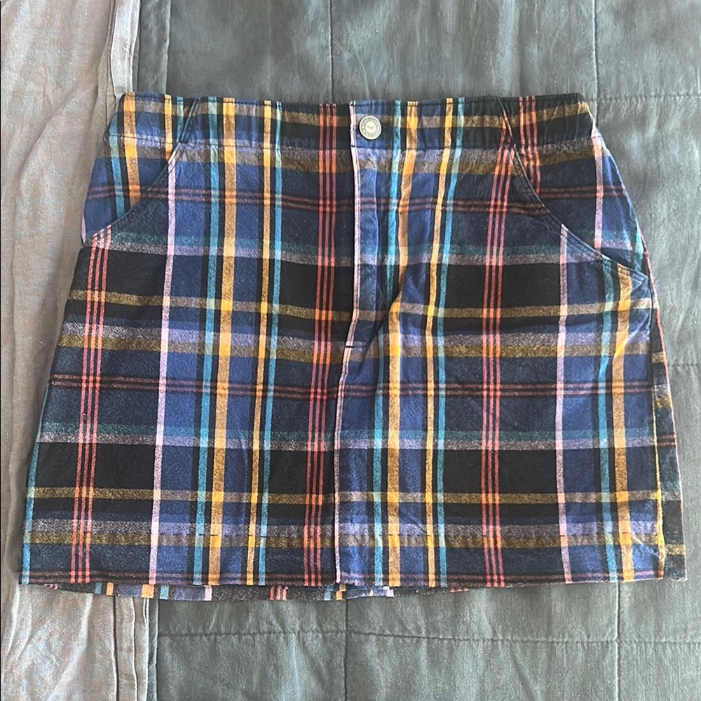 High Waisted Plaid Mini Skirt